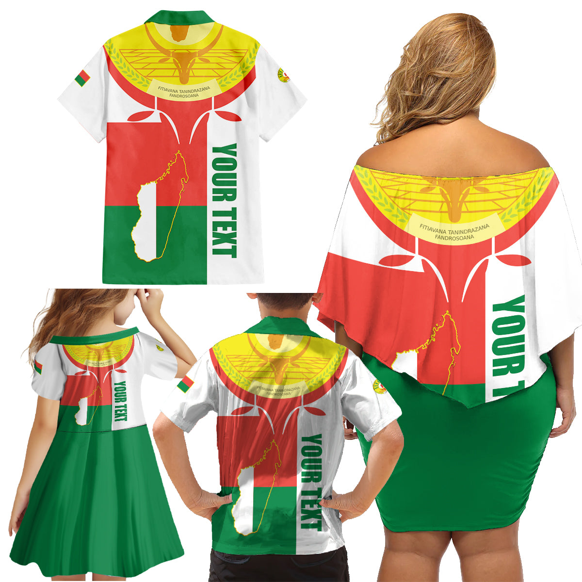 Madagascar Independence Day Family Matching Off Shoulder Short Dress and Hawaiian Shirt Madagasikara June 26 - Wonder Print Shop