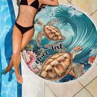 Personalized Caribbean Sea Turtle Beach Blanket Fantastic Ocean Waves