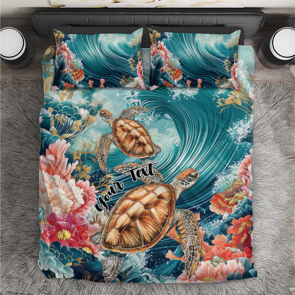 Personalized Caribbean Sea Turtle Bedding Set Fantastic Ocean Waves