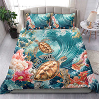 Personalized Caribbean Sea Turtle Bedding Set Fantastic Ocean Waves