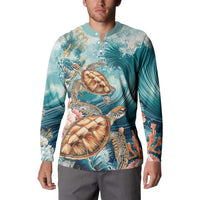 Personalized Caribbean Sea Turtle Button Sweatshirt Fantastic Ocean Waves