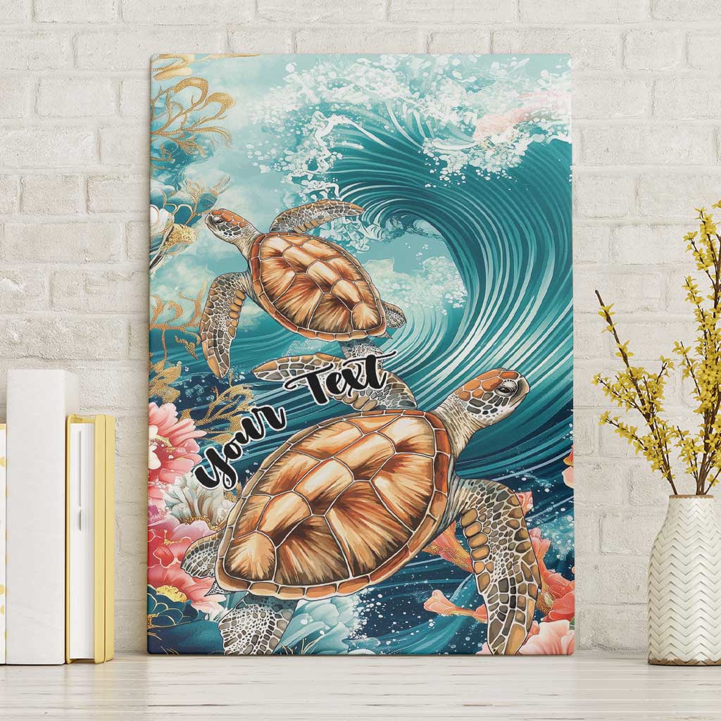 Personalized Caribbean Sea Turtle Canvas Wall Art Fantastic Ocean Waves