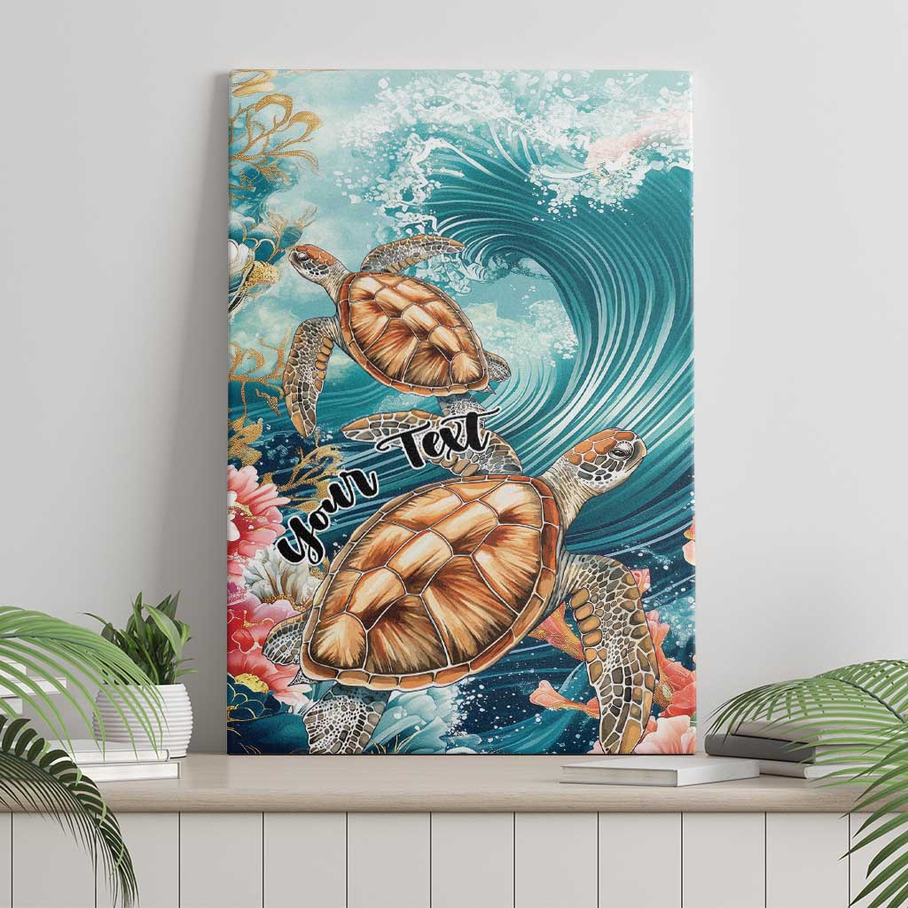 Personalized Caribbean Sea Turtle Canvas Wall Art Fantastic Ocean Waves