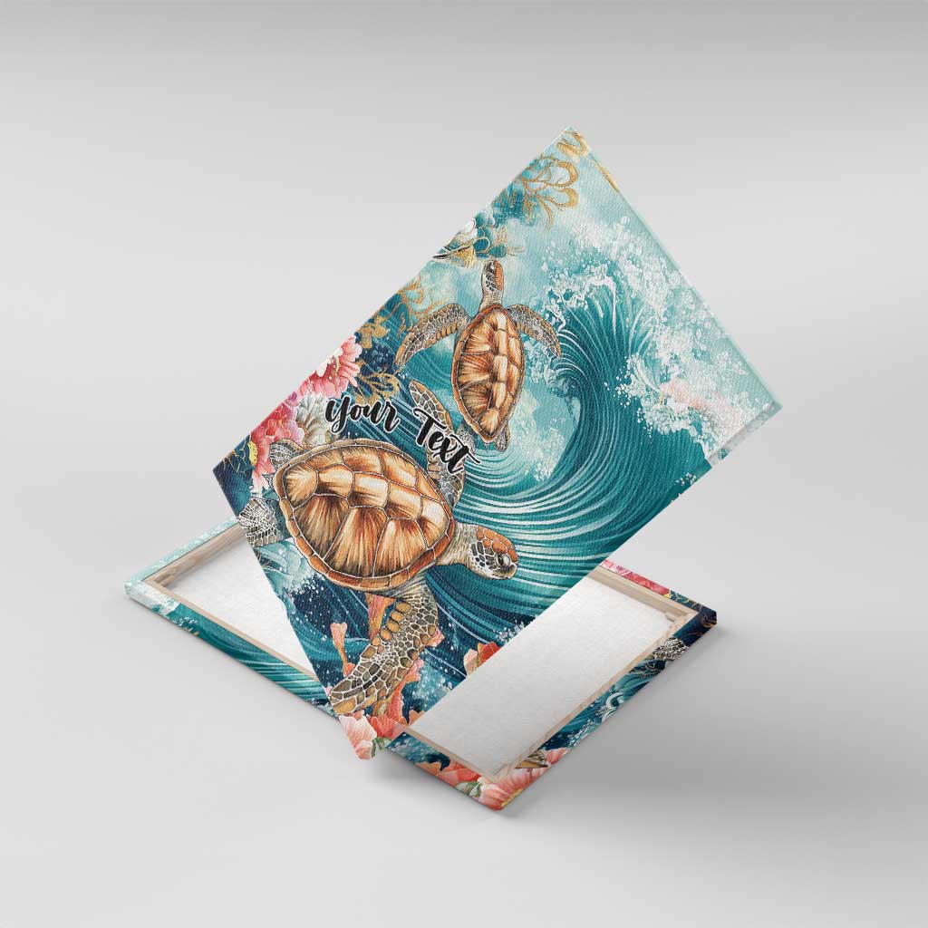 Personalized Caribbean Sea Turtle Canvas Wall Art Fantastic Ocean Waves
