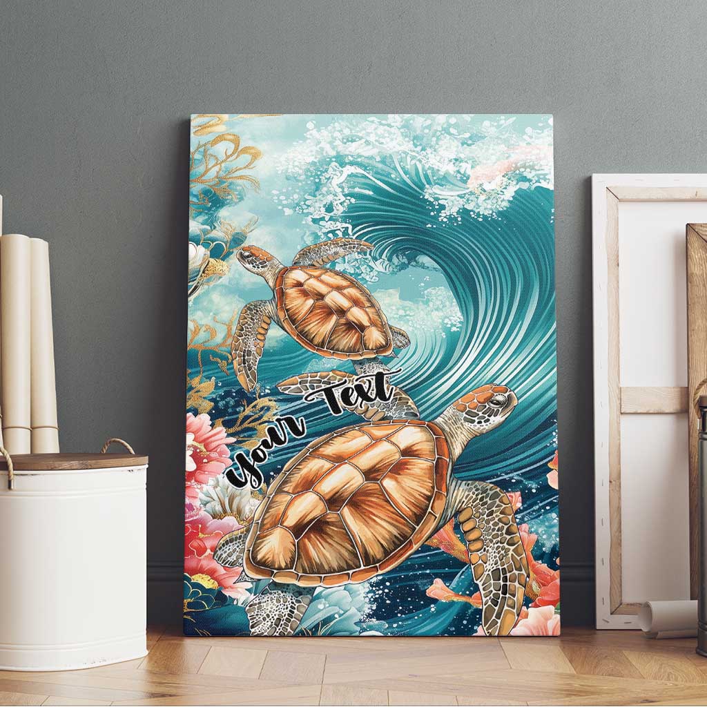 Personalized Caribbean Sea Turtle Canvas Wall Art Fantastic Ocean Waves
