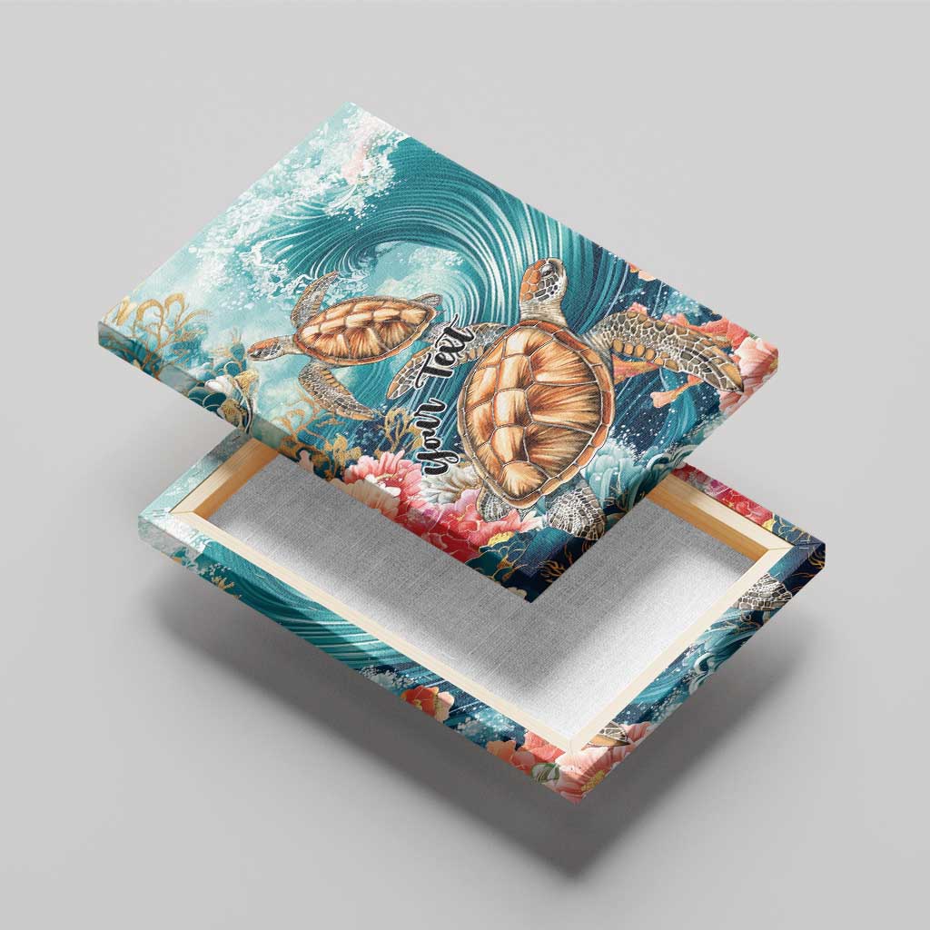 Personalized Caribbean Sea Turtle Canvas Wall Art Fantastic Ocean Waves