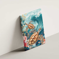 Personalized Caribbean Sea Turtle Canvas Wall Art Fantastic Ocean Waves