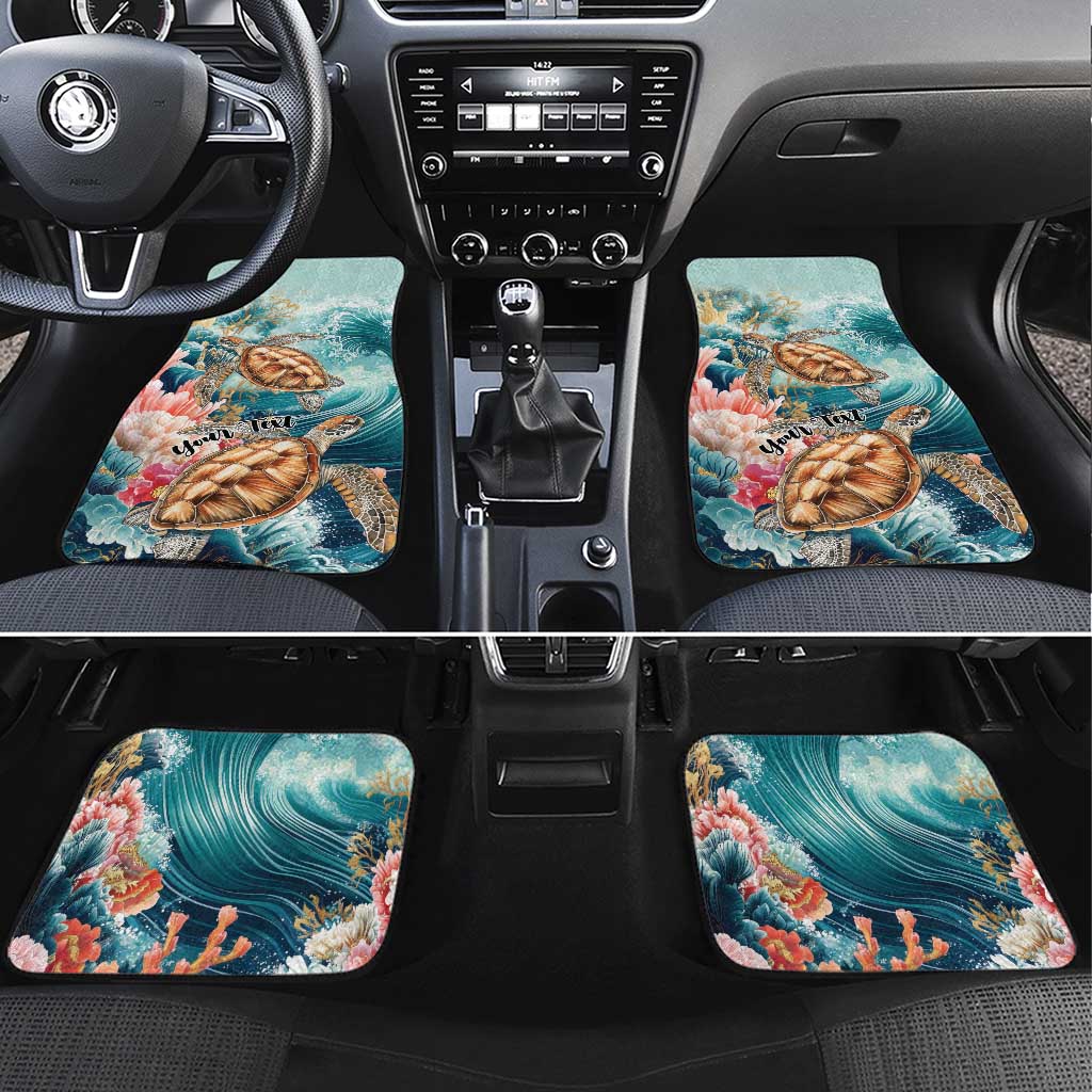 Personalized Caribbean Sea Turtle Car Mats Fantastic Ocean Waves