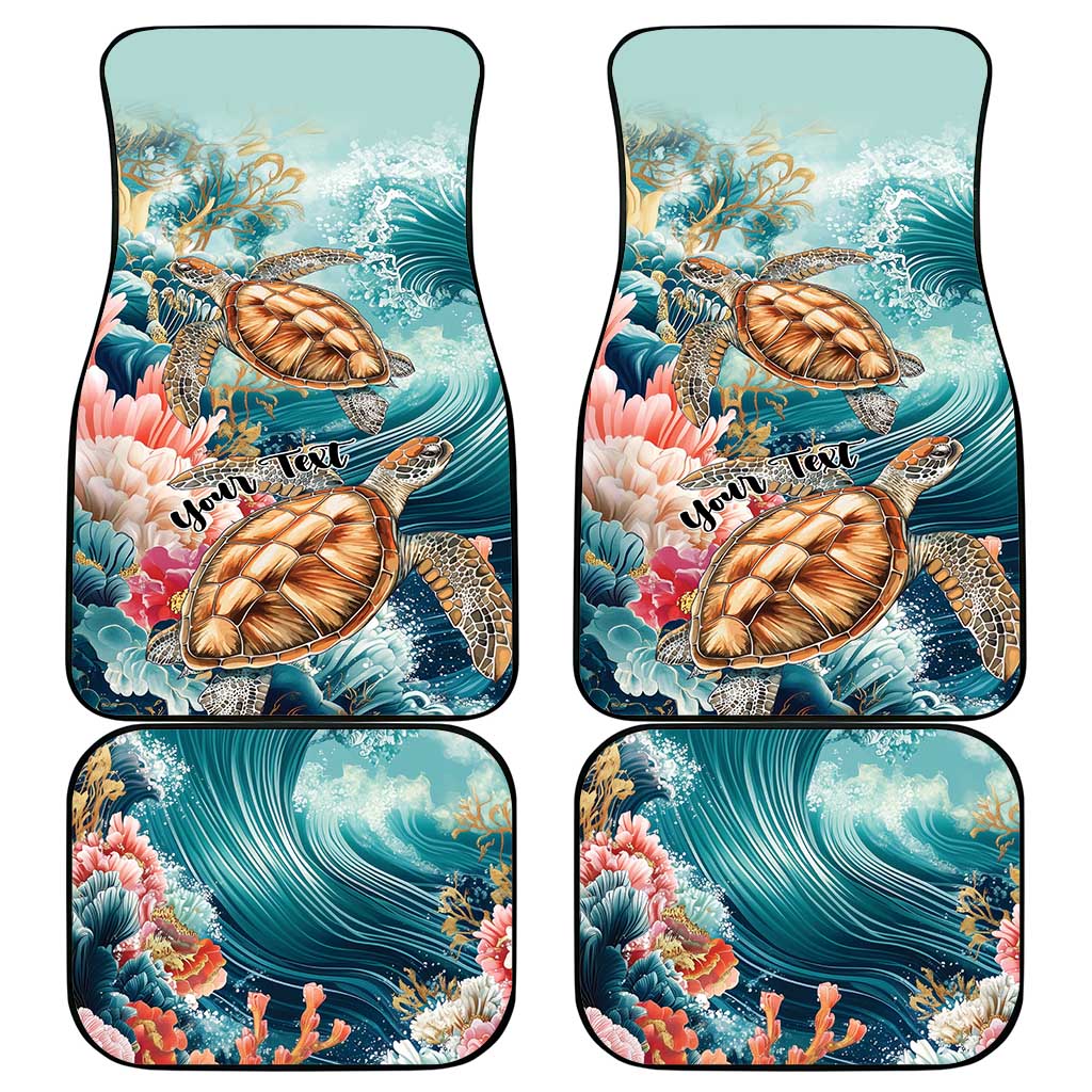 Personalized Caribbean Sea Turtle Car Mats Fantastic Ocean Waves