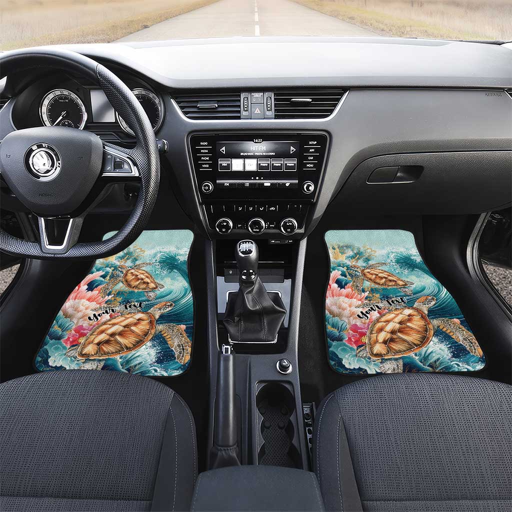 Personalized Caribbean Sea Turtle Car Mats Fantastic Ocean Waves