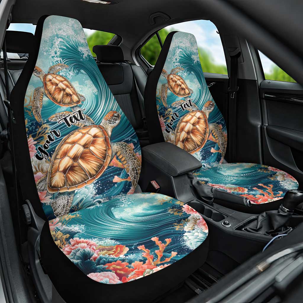 Personalized Caribbean Sea Turtle Car Seat Cover Fantastic Ocean Waves