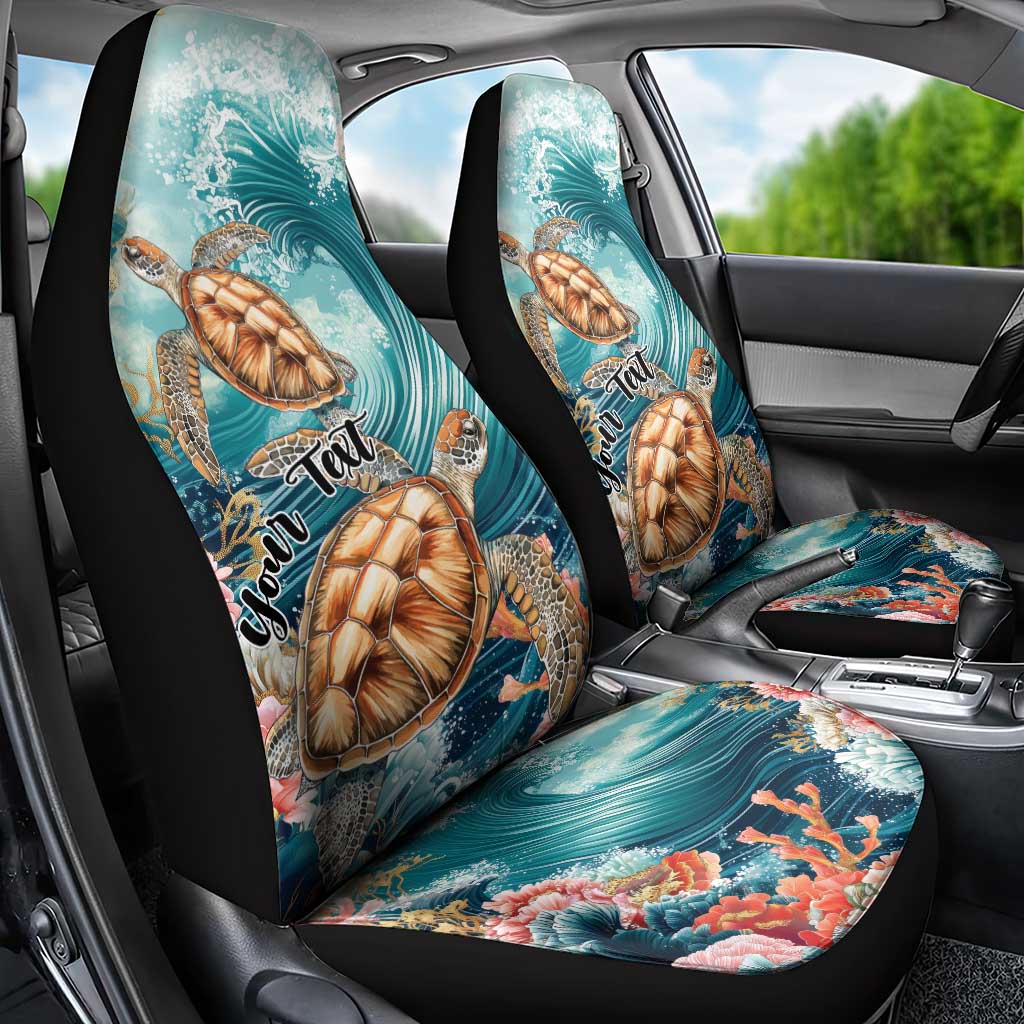Personalized Caribbean Sea Turtle Car Seat Cover Fantastic Ocean Waves