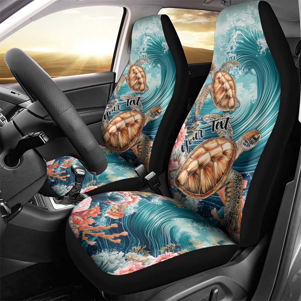 Personalized Caribbean Sea Turtle Car Seat Cover Fantastic Ocean Waves