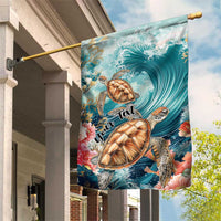 Personalized Caribbean Sea Turtle Garden Flag Fantastic Ocean Waves