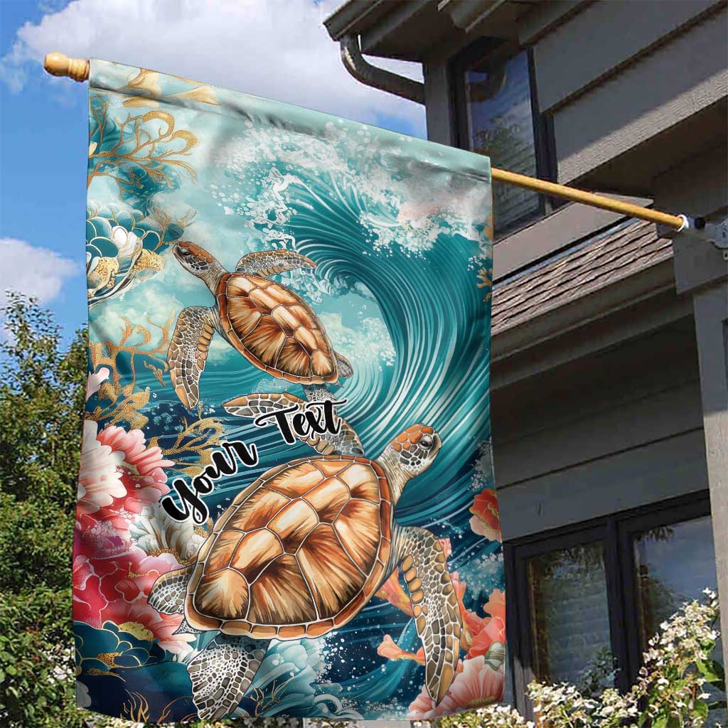 Personalized Caribbean Sea Turtle Garden Flag Fantastic Ocean Waves