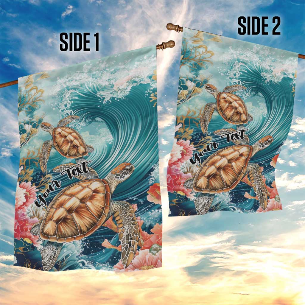 Personalized Caribbean Sea Turtle Garden Flag Fantastic Ocean Waves