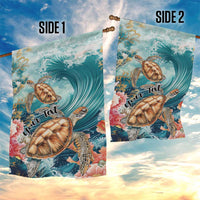 Personalized Caribbean Sea Turtle Garden Flag Fantastic Ocean Waves