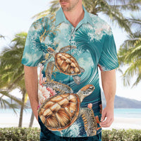 Personalized Caribbean Sea Turtle Hawaiian Shirt Fantastic Ocean Waves