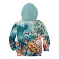 Personalized Caribbean Sea Turtle Kid Hoodie Fantastic Ocean Waves