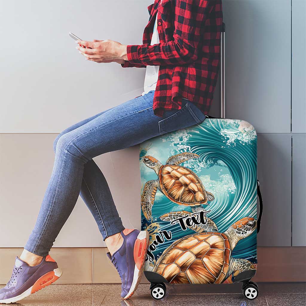 Personalized Caribbean Sea Turtle Luggage Cover Fantastic Ocean Waves
