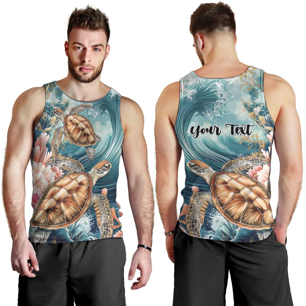 Personalized Caribbean Sea Turtle Men Tank Top Fantastic Ocean Waves
