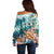 Personalized Caribbean Sea Turtle Off Shoulder Sweater Fantastic Ocean Waves