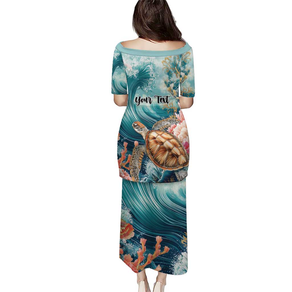 Personalized Caribbean Sea Turtle Puletasi Fantastic Ocean Waves