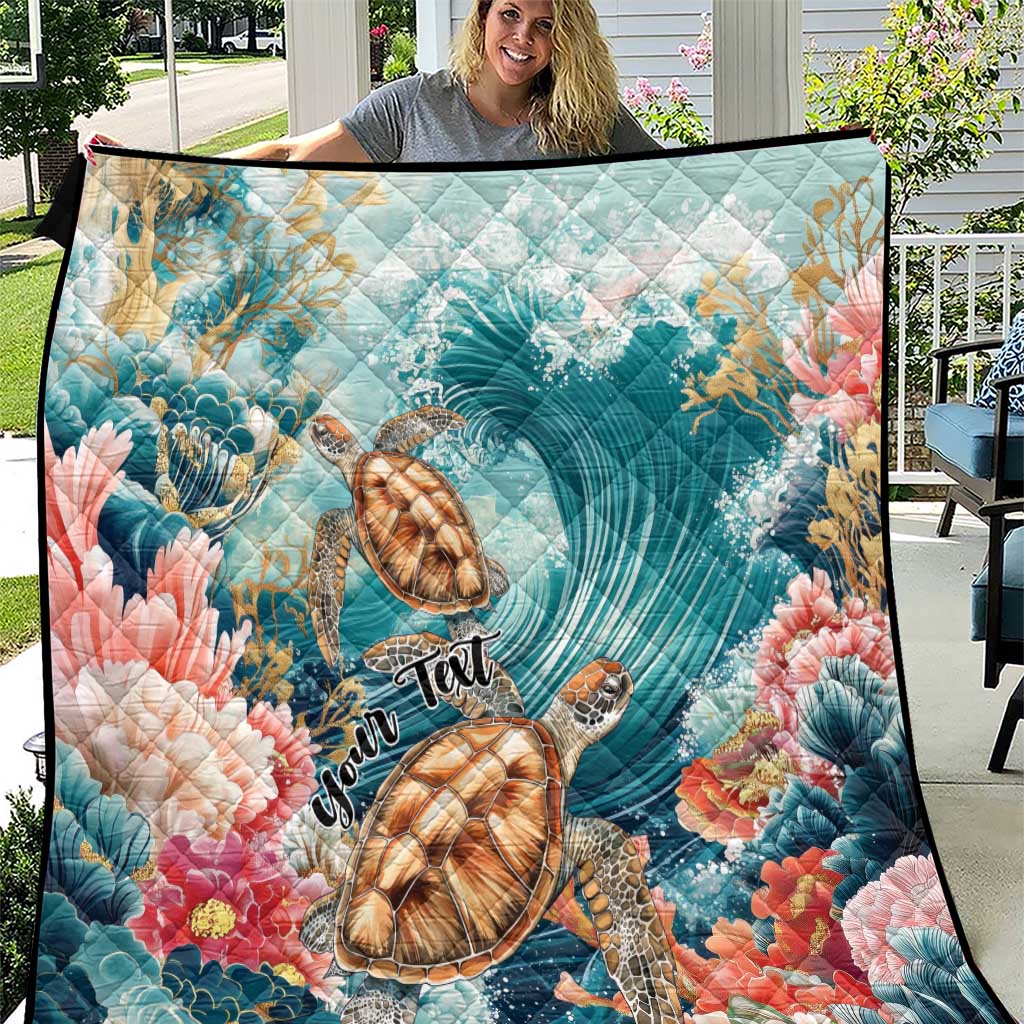 Personalized Caribbean Sea Turtle Quilt Fantastic Ocean Waves