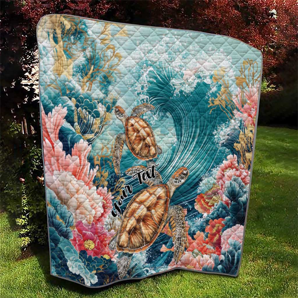 Personalized Caribbean Sea Turtle Quilt Fantastic Ocean Waves