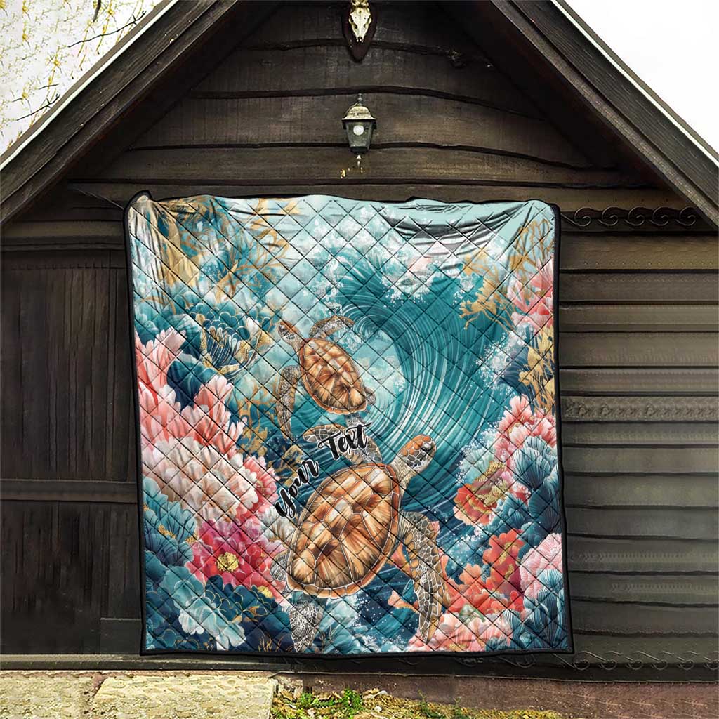 Personalized Caribbean Sea Turtle Quilt Fantastic Ocean Waves