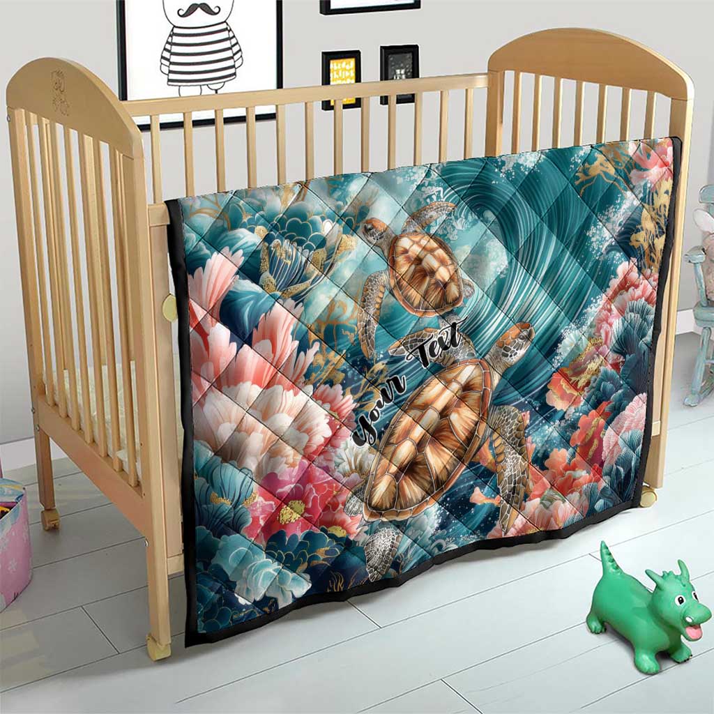 Personalized Caribbean Sea Turtle Quilt Fantastic Ocean Waves