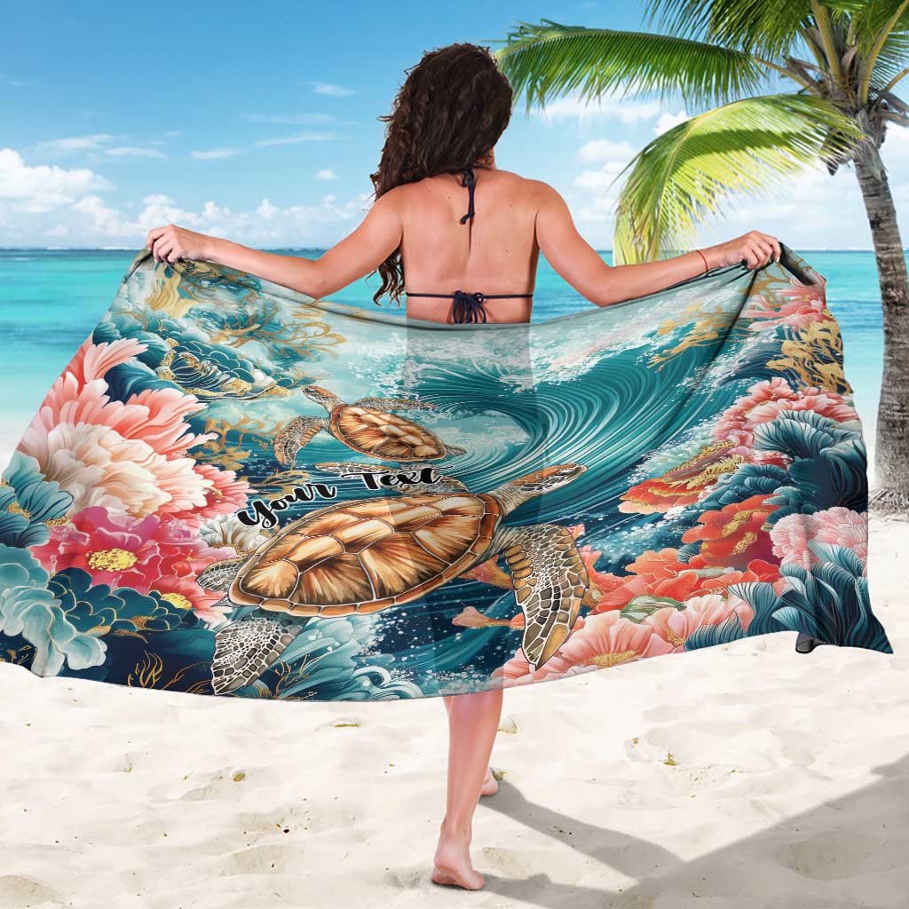 Personalized Caribbean Sea Turtle Sarong Fantastic Ocean Waves