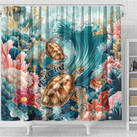 Personalized Caribbean Sea Turtle Shower Curtain Fantastic Ocean Waves
