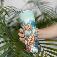 Personalized Caribbean Sea Turtle Skinny Tumbler Fantastic Ocean Waves