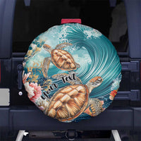 Personalized Caribbean Sea Turtle Spare Tire Cover Fantastic Ocean Waves