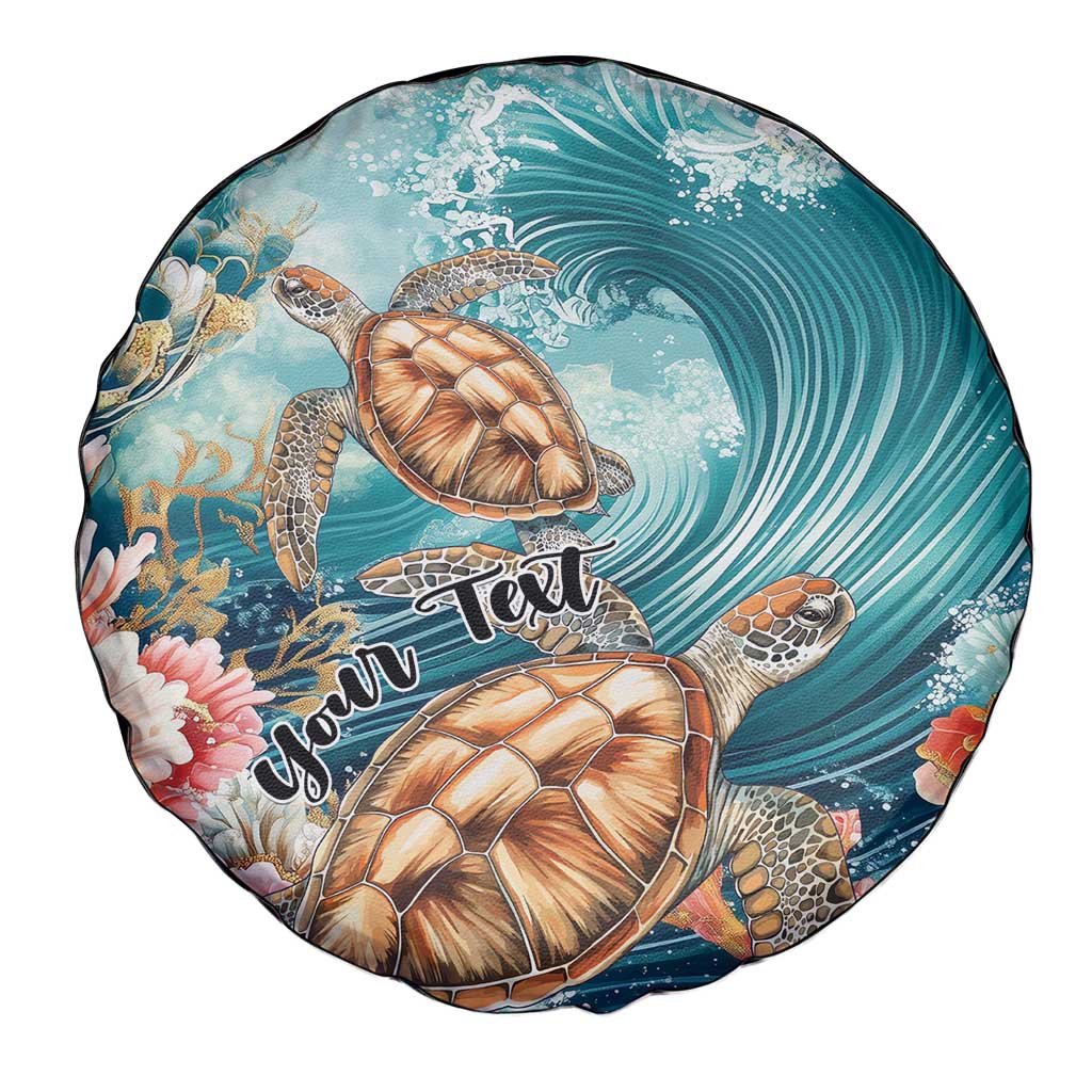 Personalized Caribbean Sea Turtle Spare Tire Cover Fantastic Ocean Waves