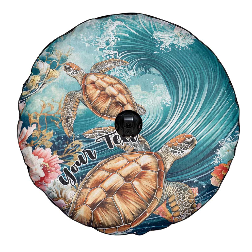 Personalized Caribbean Sea Turtle Spare Tire Cover Fantastic Ocean Waves