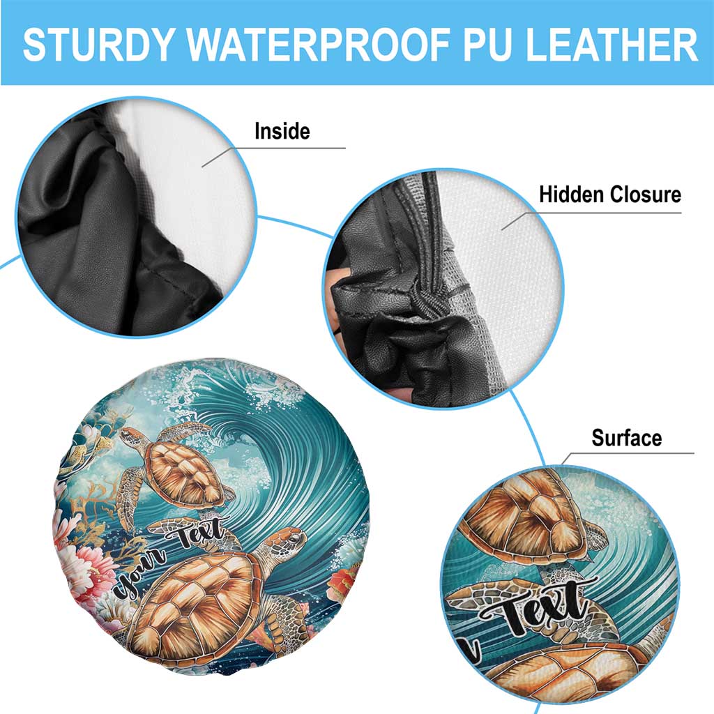 Personalized Caribbean Sea Turtle Spare Tire Cover Fantastic Ocean Waves