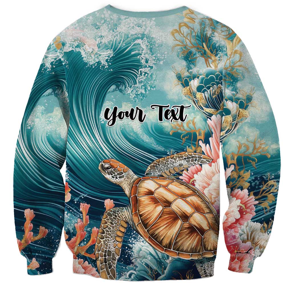 Personalized Caribbean Sea Turtle Sweatshirt Fantastic Ocean Waves