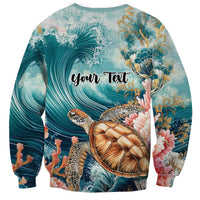 Personalized Caribbean Sea Turtle Sweatshirt Fantastic Ocean Waves