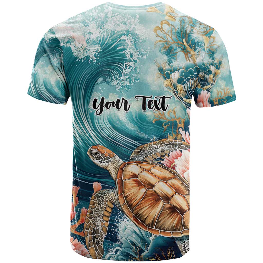 Personalized Caribbean Sea Turtle T Shirt Fantastic Ocean Waves