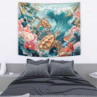 Personalized Caribbean Sea Turtle Tapestry Fantastic Ocean Waves