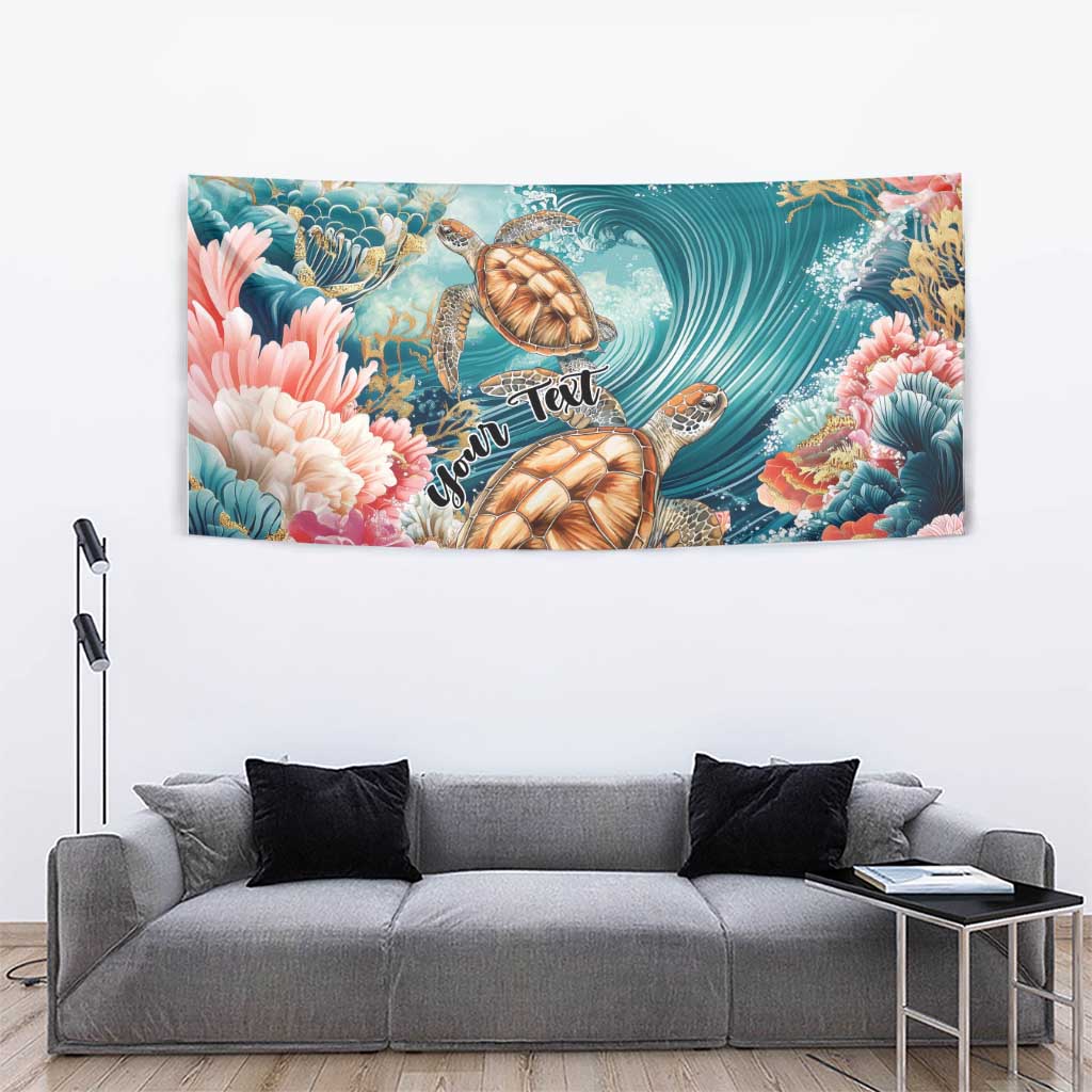 Personalized Caribbean Sea Turtle Tapestry Fantastic Ocean Waves