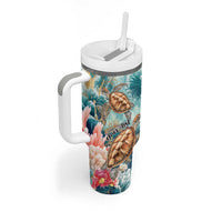 Personalized Caribbean Sea Turtle Tumbler With Handle Fantastic Ocean Waves