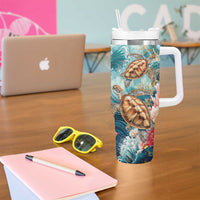 Personalized Caribbean Sea Turtle Tumbler With Handle Fantastic Ocean Waves