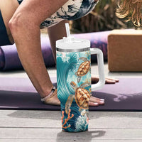 Personalized Caribbean Sea Turtle Tumbler With Handle Fantastic Ocean Waves