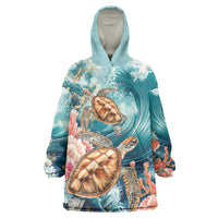 Personalized Caribbean Sea Turtle Wearable Blanket Hoodie Fantastic Ocean Waves