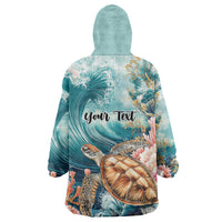 Personalized Caribbean Sea Turtle Wearable Blanket Hoodie Fantastic Ocean Waves
