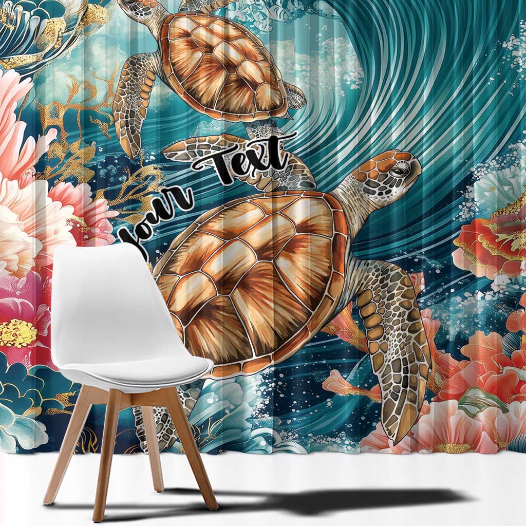 Personalized Caribbean Sea Turtle Window Curtain Fantastic Ocean Waves
