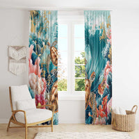 Personalized Caribbean Sea Turtle Window Curtain Fantastic Ocean Waves